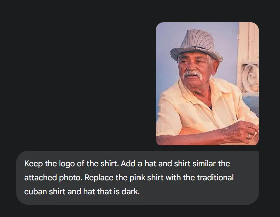Gemini interface with wardrobe prompt