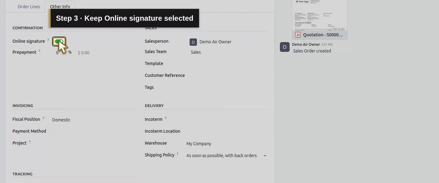 Video action 3: Keep Online signature selected. The actual target is highlighted in gold.