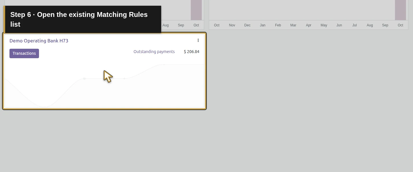 Action 6: Open the existing Matching Rules list. The actual target is highlighted in gold.