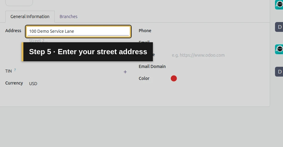 Step 5: Enter your street address. The exact control is outlined in gold.