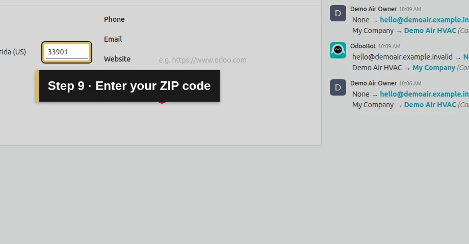 Step 9: Enter your ZIP code. The exact control is outlined in gold.