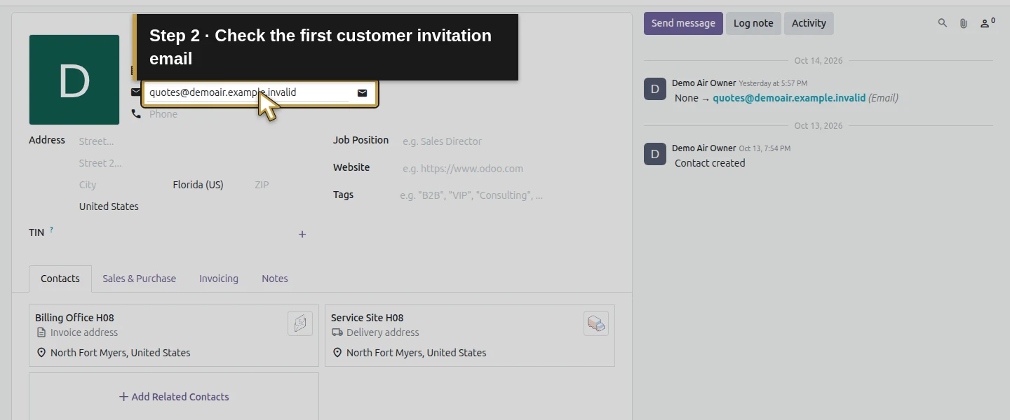 Action 2: Check the first customer invitation email. The actual target is highlighted in gold.