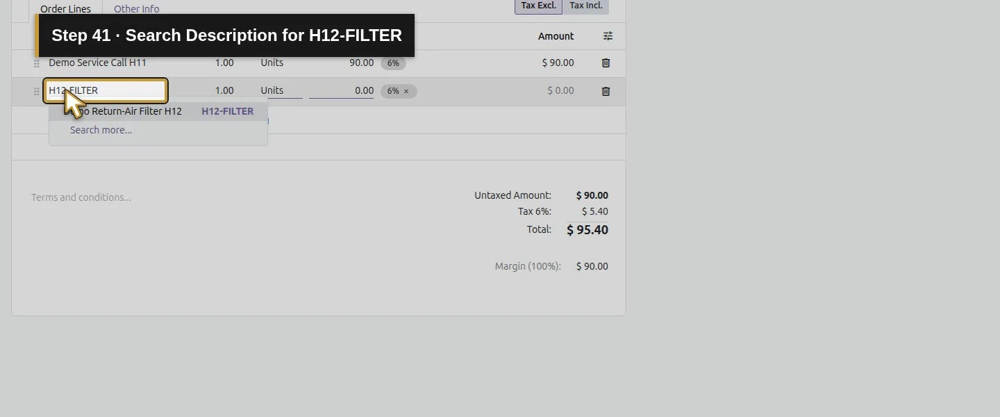 Action 41: Search Description for H12-FILTER. The actual target is highlighted in gold.