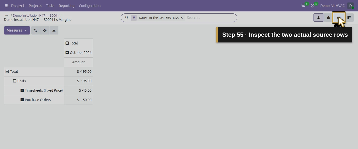 Action 55: Inspect the two actual source rows. The actual target is highlighted in gold.