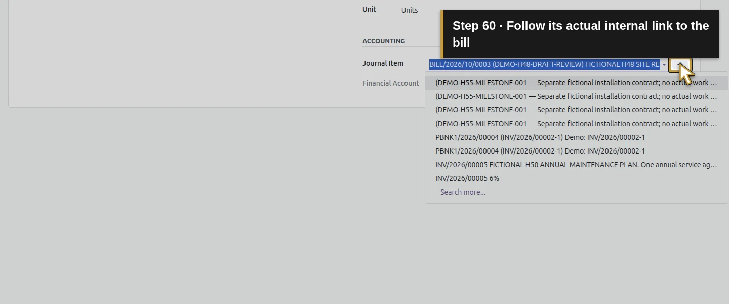 Action 60: Follow its actual internal link to the bill. The actual target is highlighted in gold.
