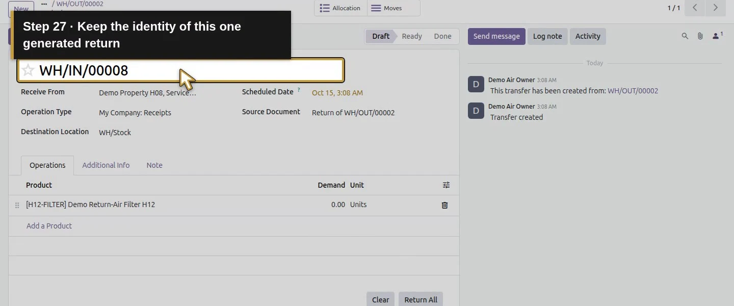 Action 27: Keep the identity of this one generated return. The actual target is highlighted in gold.