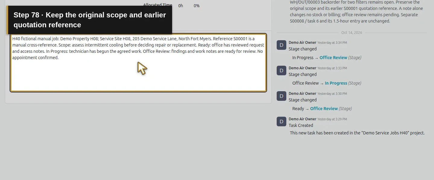 Action 78: Keep the original scope and earlier quotation reference. The actual target is highlighted in gold.