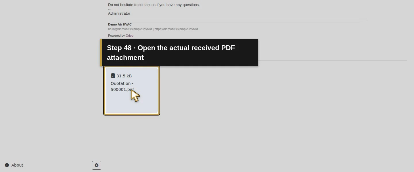 Action 48: Open the actual received PDF attachment. The actual target is highlighted in gold.