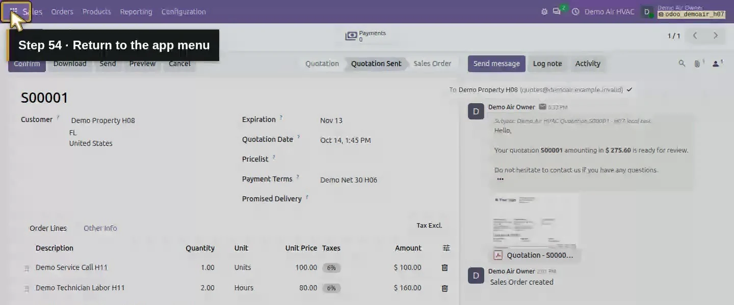 Action 54: Return to the app menu. The actual target is highlighted in gold.