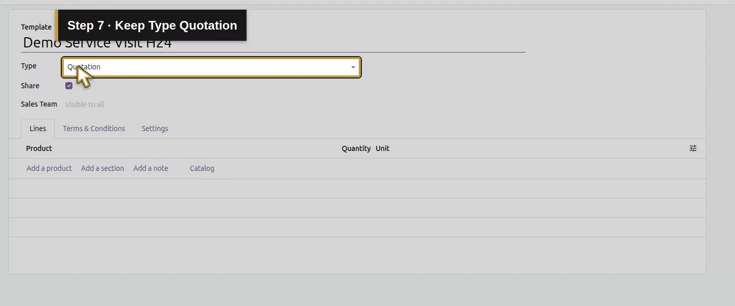 Action 7: Keep Type Quotation. The actual target is highlighted in gold.