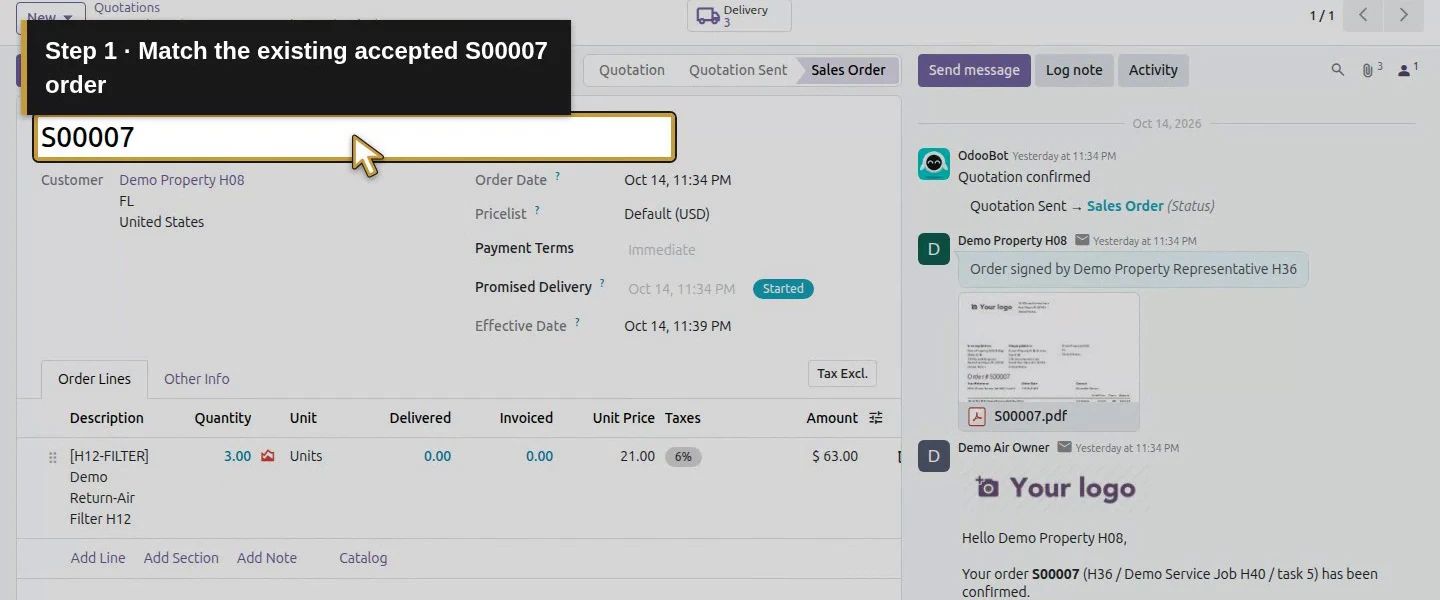 Action 1: Match the existing accepted S00007 order. The actual target is highlighted in gold.