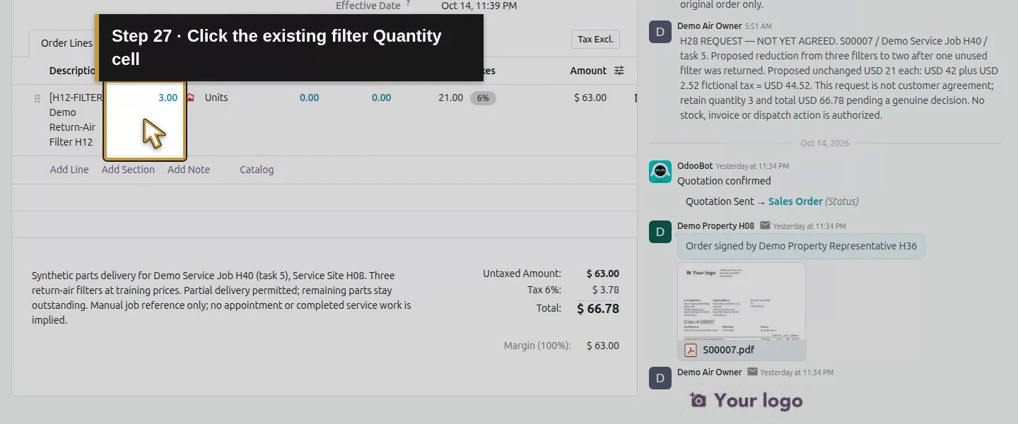 Action 27: Click the existing filter Quantity cell. The actual target is highlighted in gold.