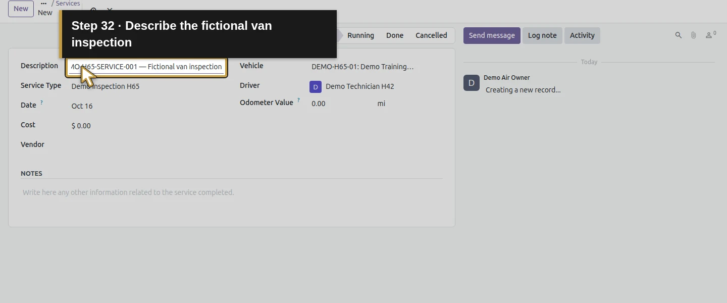 Action 32: Describe the fictional van inspection. The actual target is highlighted in gold.