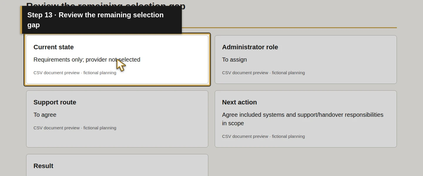 Worksheet field 13: Review the remaining selection gap. The actual target is highlighted in gold.
