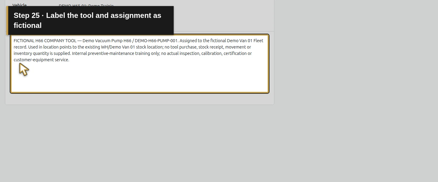 Action 25: Label the tool and assignment as fictional. The actual target is highlighted in gold.