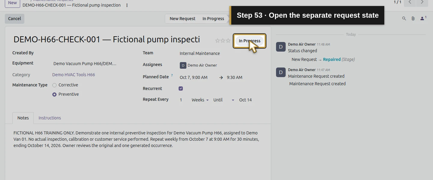 Action 53: Open the separate request state. The actual target is highlighted in gold.