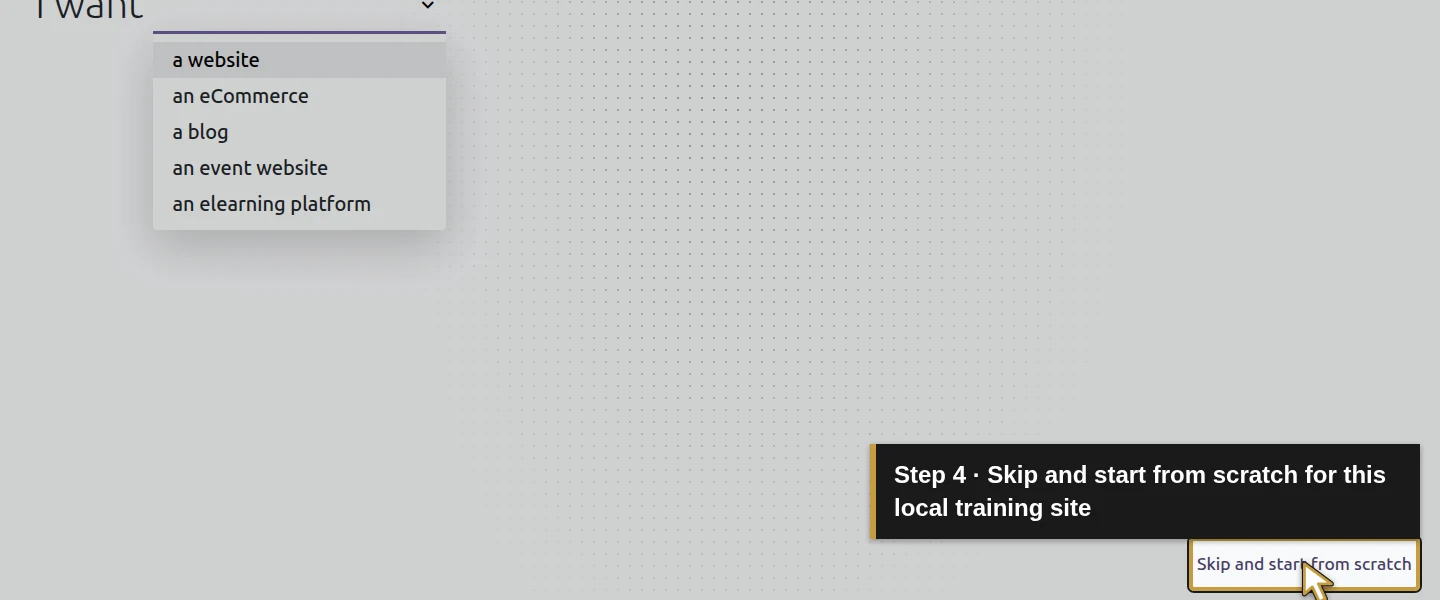 Action 4: Skip and start from scratch for this local training site. The actual target is highlighted in gold.