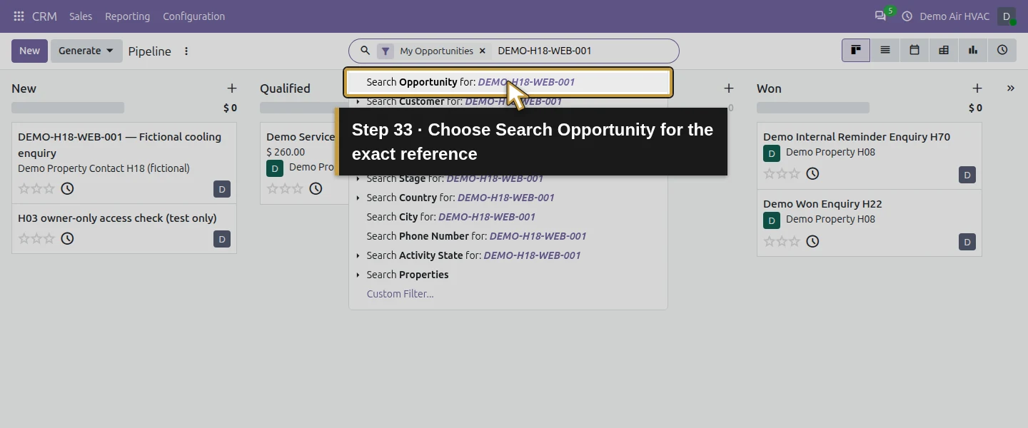 Action 33: Choose Search Opportunity for the exact reference. The actual target is highlighted in gold.