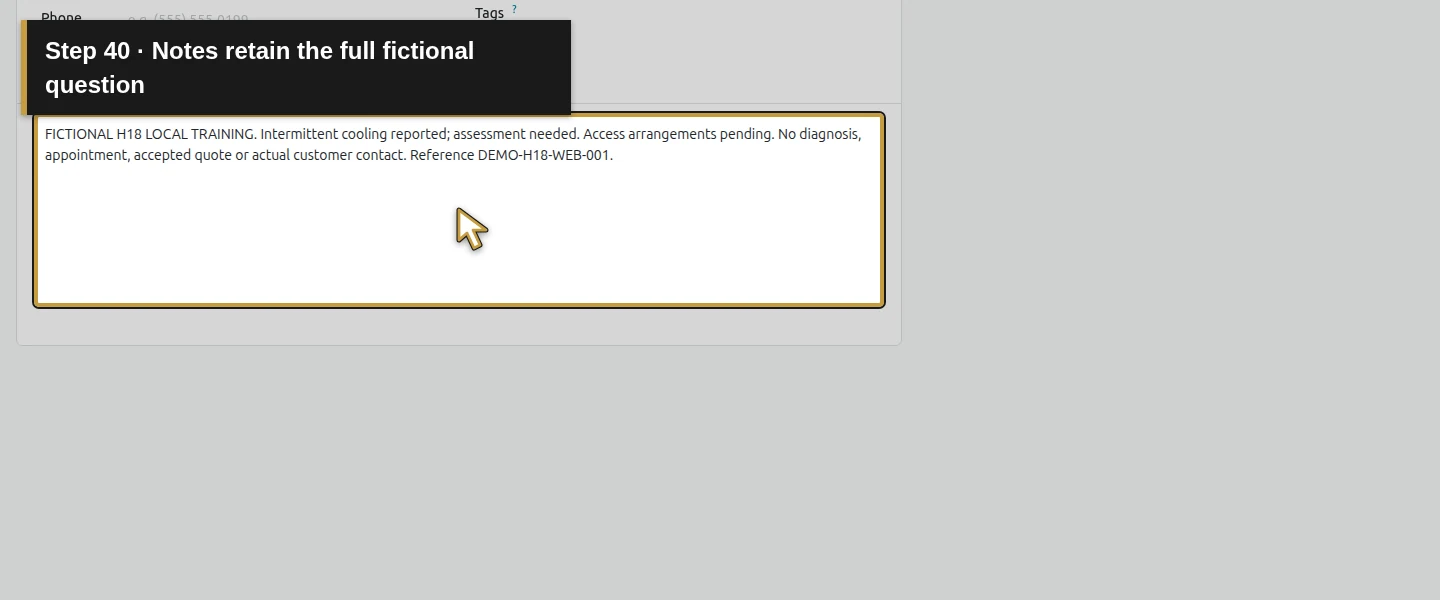 Action 40: Notes retain the full fictional question. The actual target is highlighted in gold.