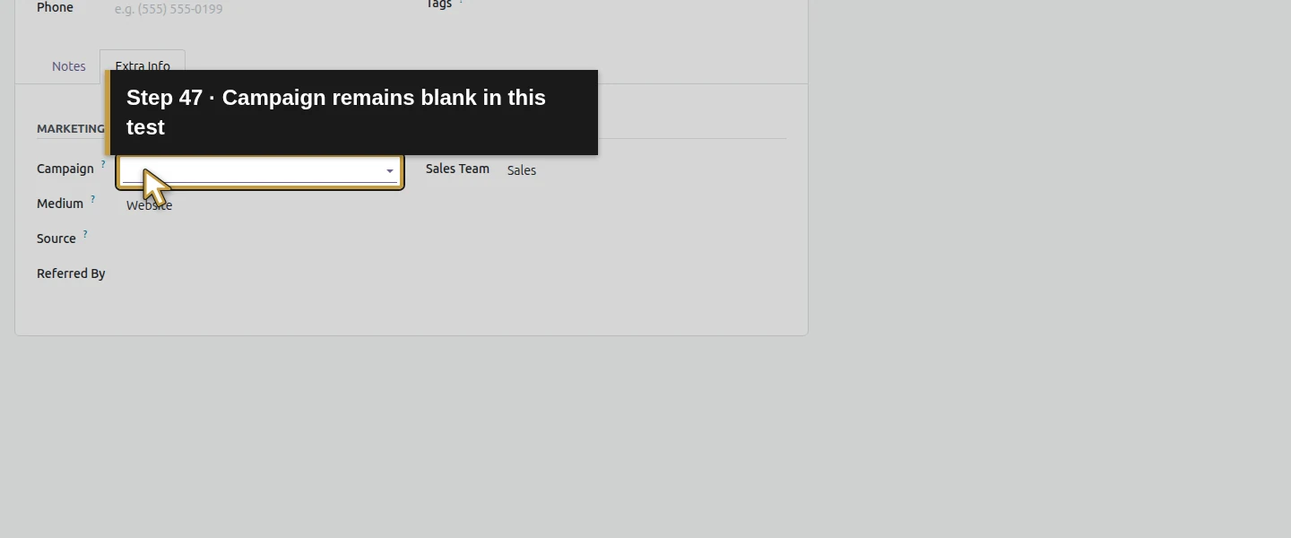 Action 47: Campaign remains blank in this test. The actual target is highlighted in gold.